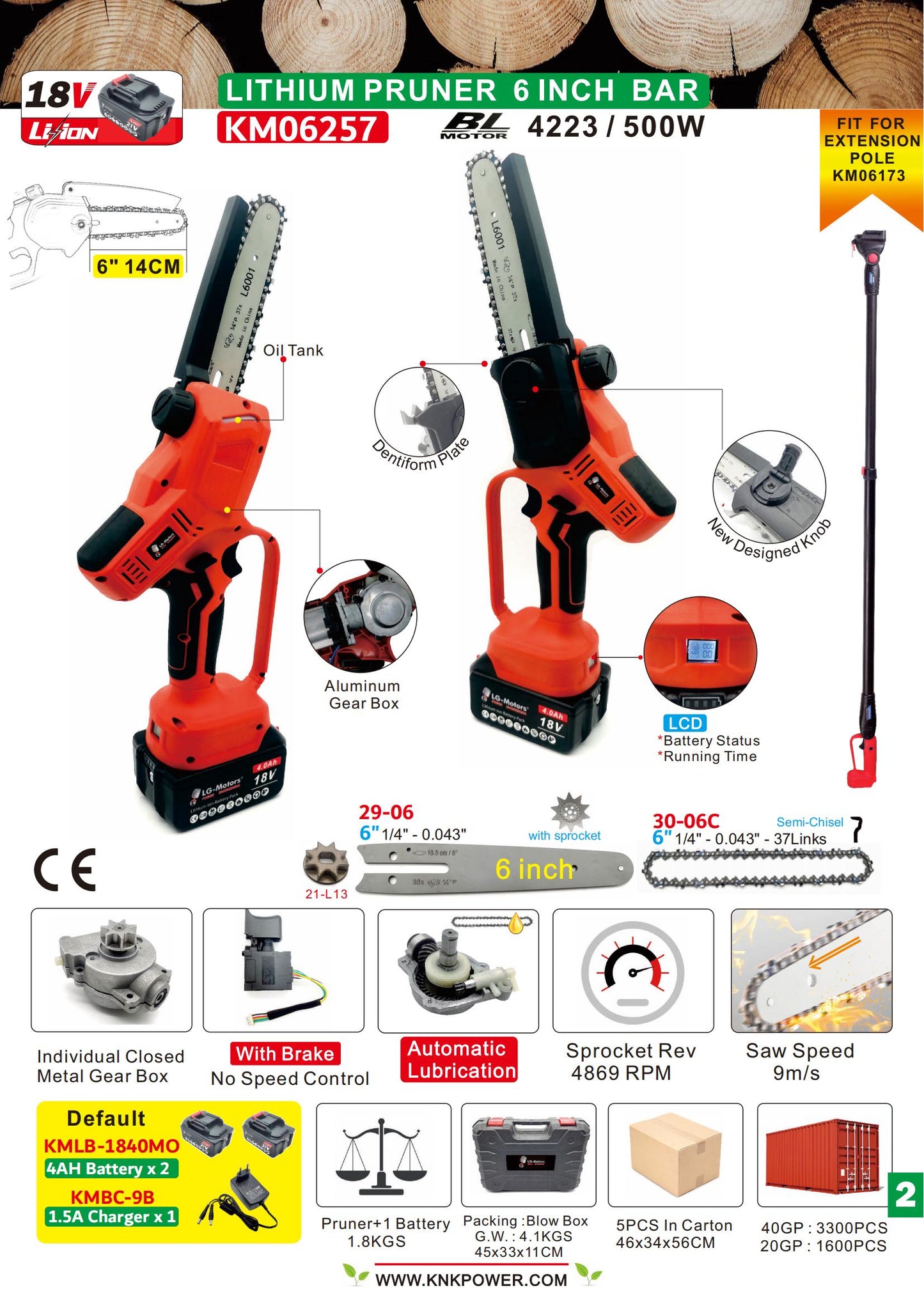 LITHIUM PRUNER SAW 6 INCH BAR KM06257